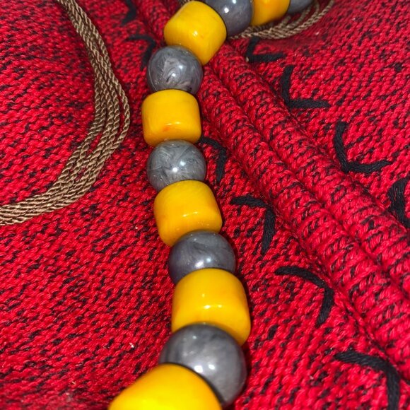 Copal Amber Coral Tribal Necklace Large Exotic Trade Beads African Mali Jewelry - Picture 2 of 6